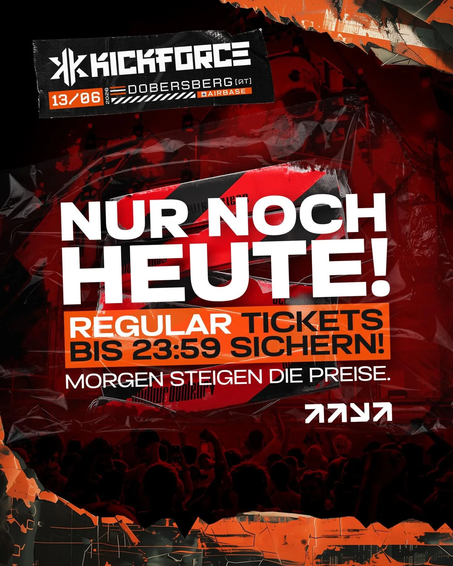 ❌ Prices rise tomorrow - last chance now.🔥
.
.
#kickforce #kickforcefestival #hardstyle #airbase