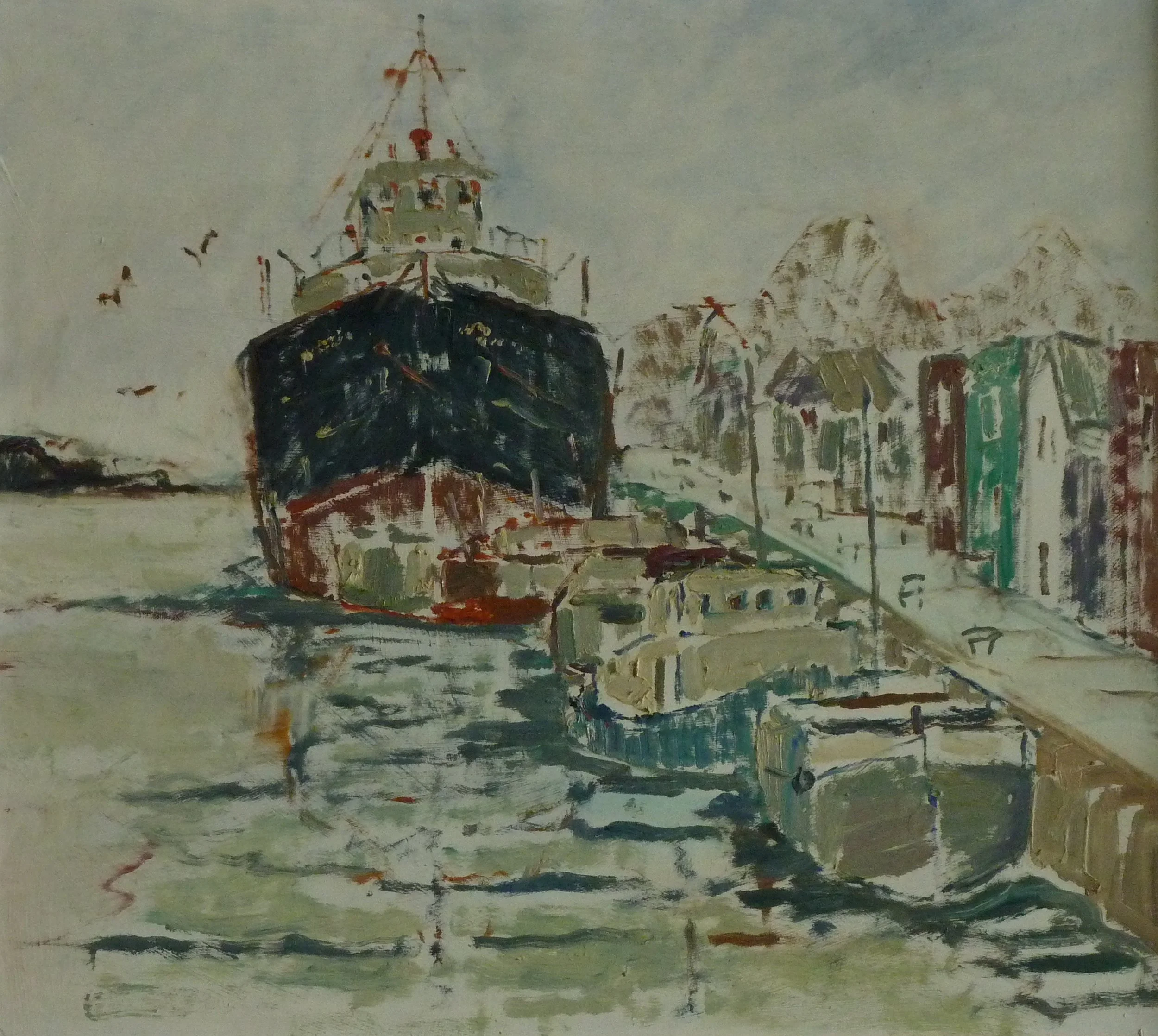 Boats and Houses on the Welland Canal by Mary Prittie