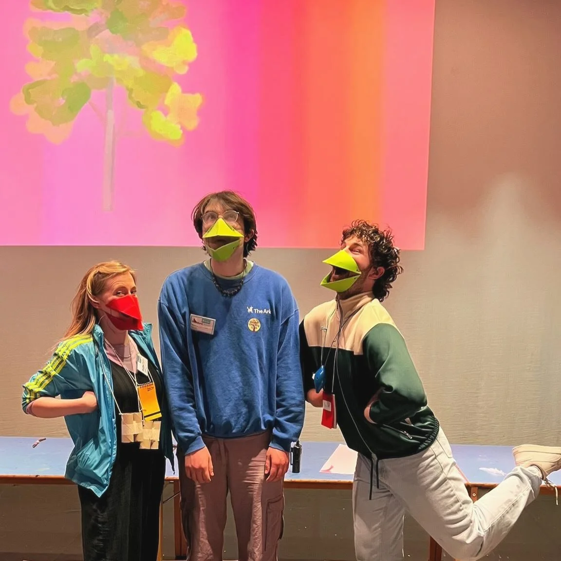 Visual arts sports day in the theatre. Keeping it simple. Oh also birds. Also ice painting. Thank you to @thearkdublin for accomodating our flights of fancy 🦄🩵 @darrenyorke .
Thanks Laura for the group 📸