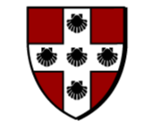 Coat of arms featuring a shield with red and black sections and five black eagle heads.