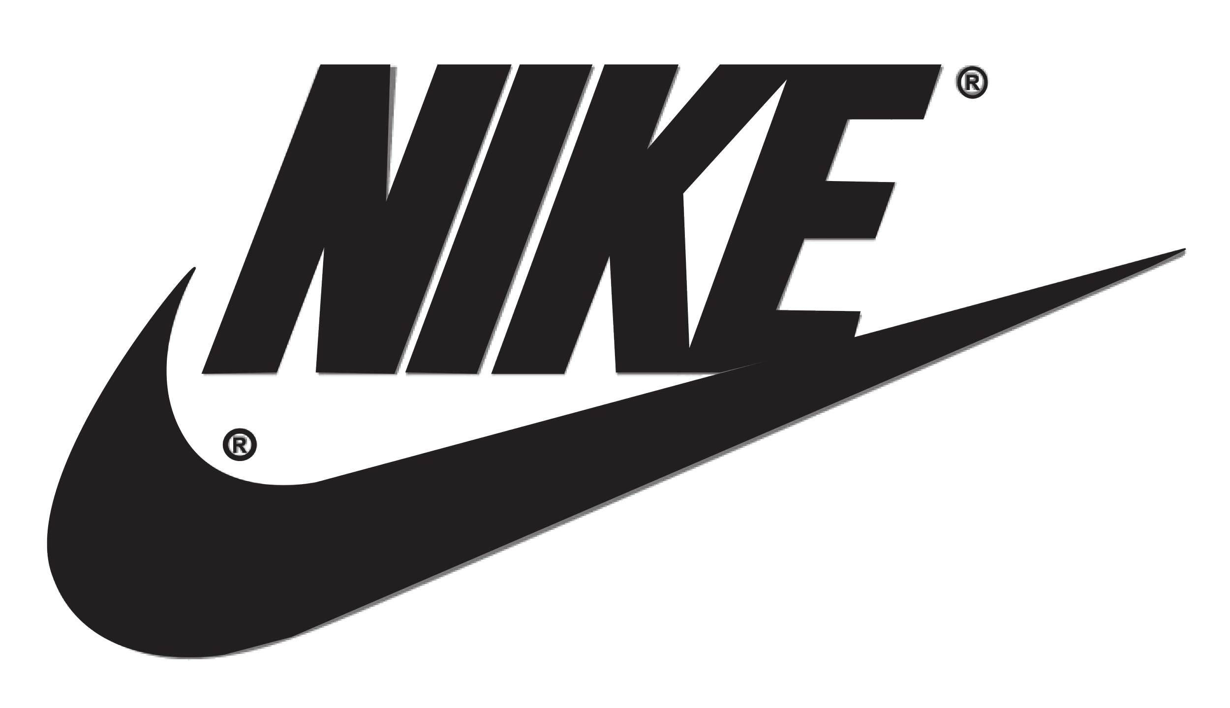 Black and white Nike logo with the brand name and swoosh