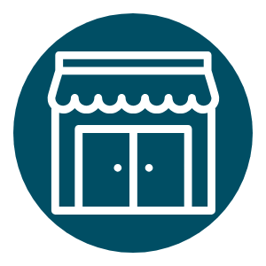 Icon of a storefront with a canopy and glass doors
