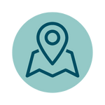 Map pin icon on a circular background