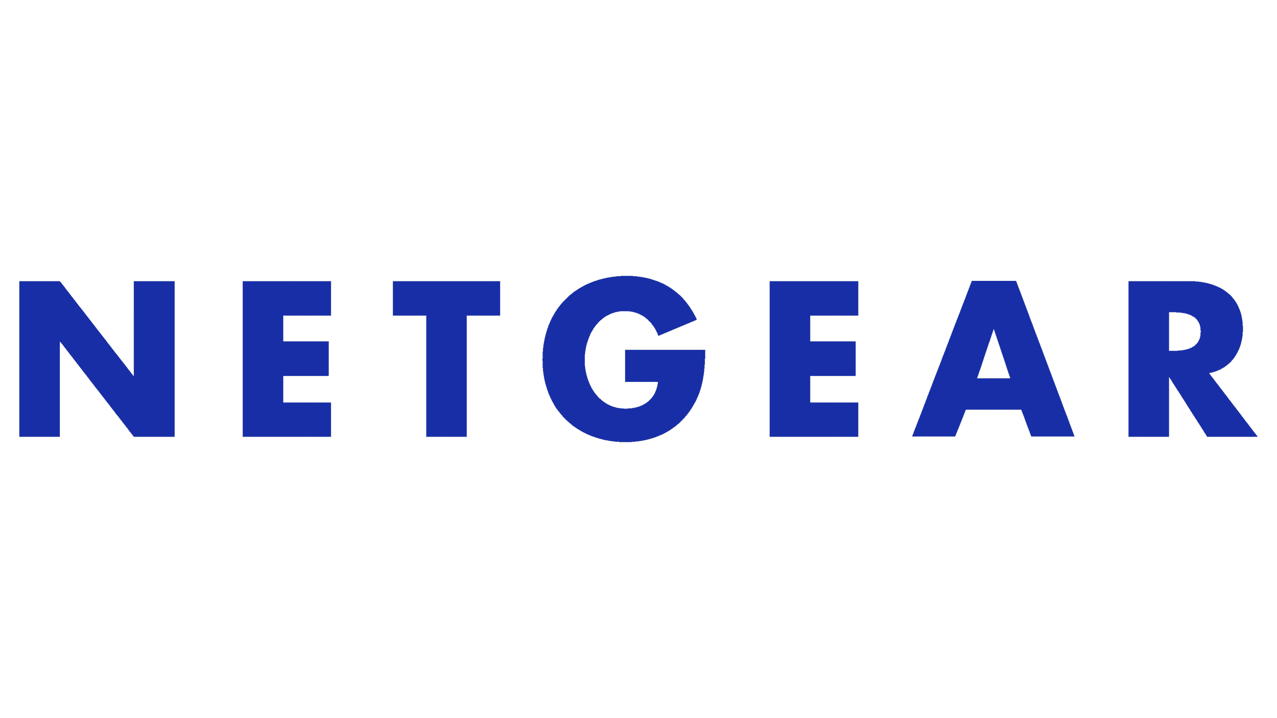 Netgear logo with blue text on a black background.