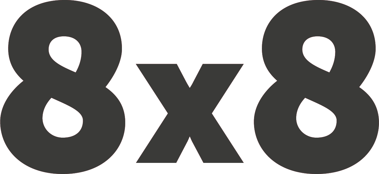 Large gray text displaying '8x8'.