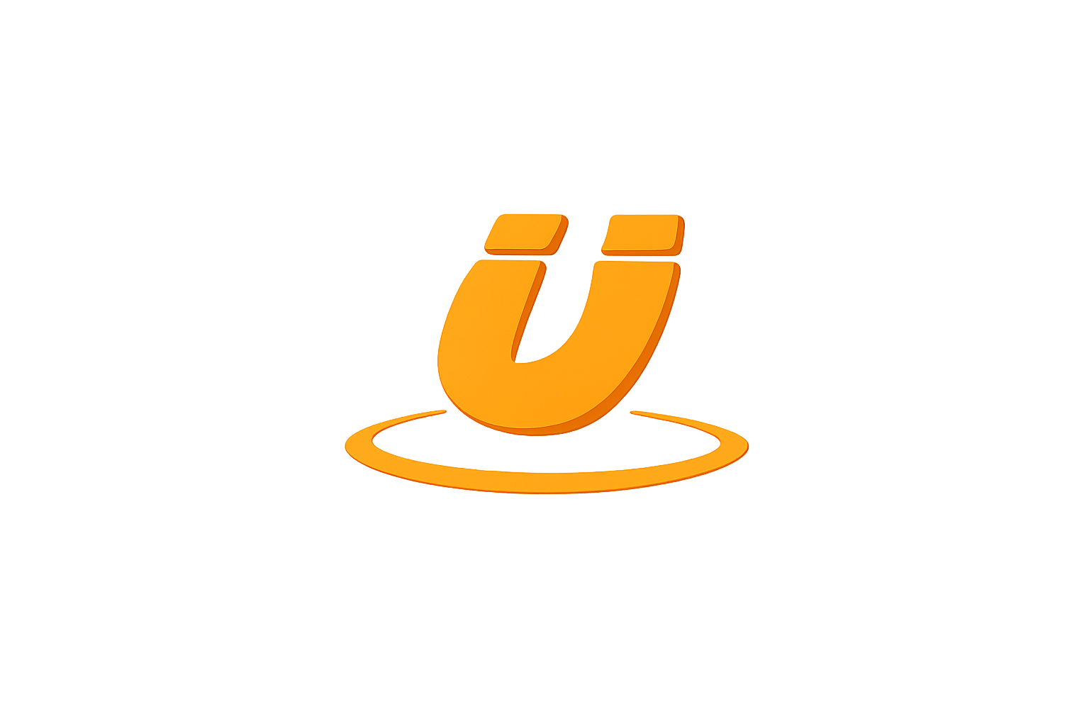 Yellow 3D U-shaped object on a yellow circular base.