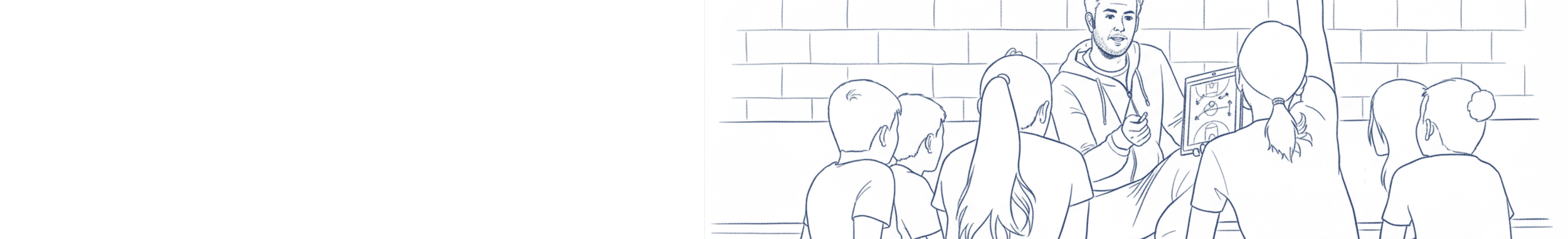 A man sitting on the ground in front of a brick wall, showing a tablet to a group of children.
