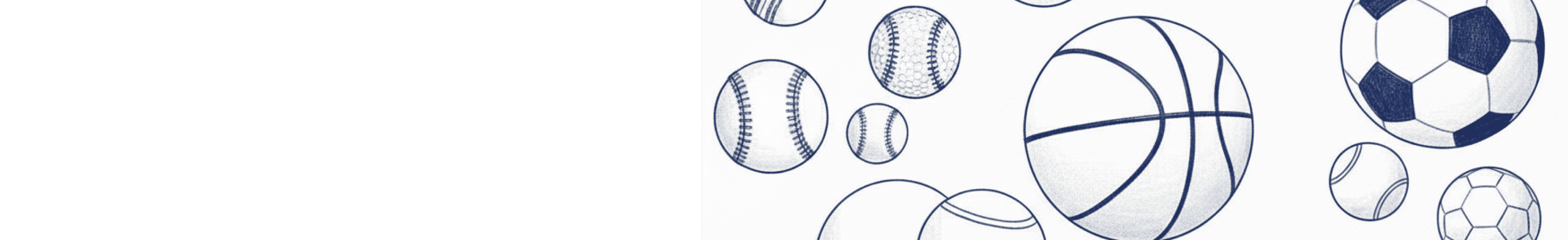 Digital illustration of various sports balls, including baseballs, soccer balls, and basketballs, on a white background.