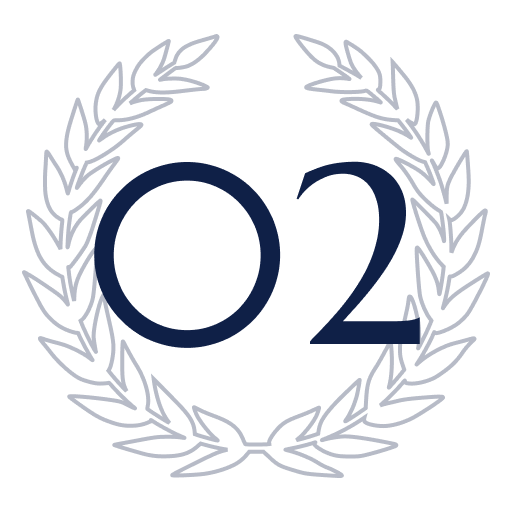 Number 02 inside a laurel wreath design.