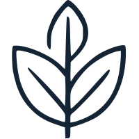 Minimalist line drawing of a small plant or leaf with three leaves.