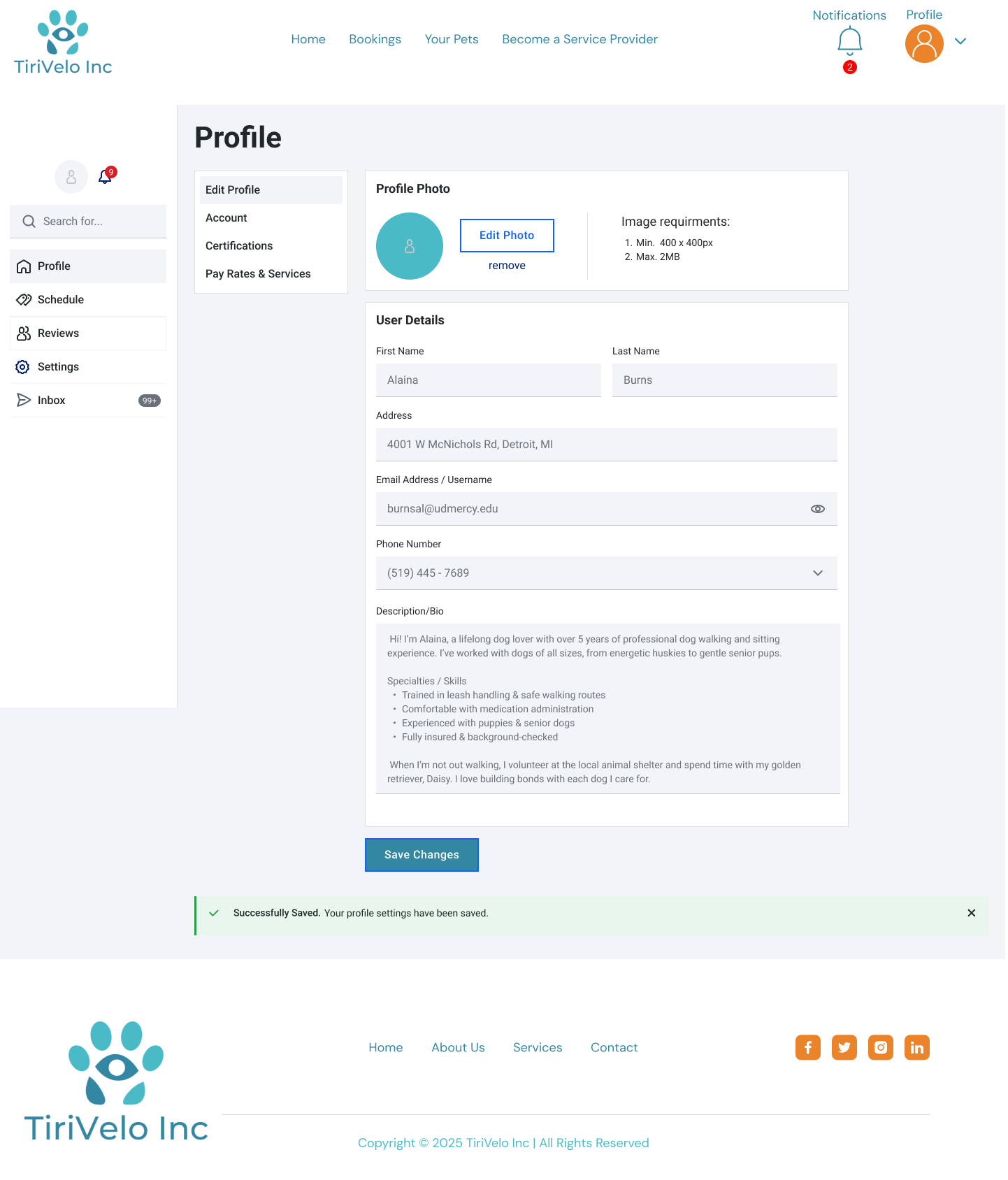 Provider Profile - Provider's View 