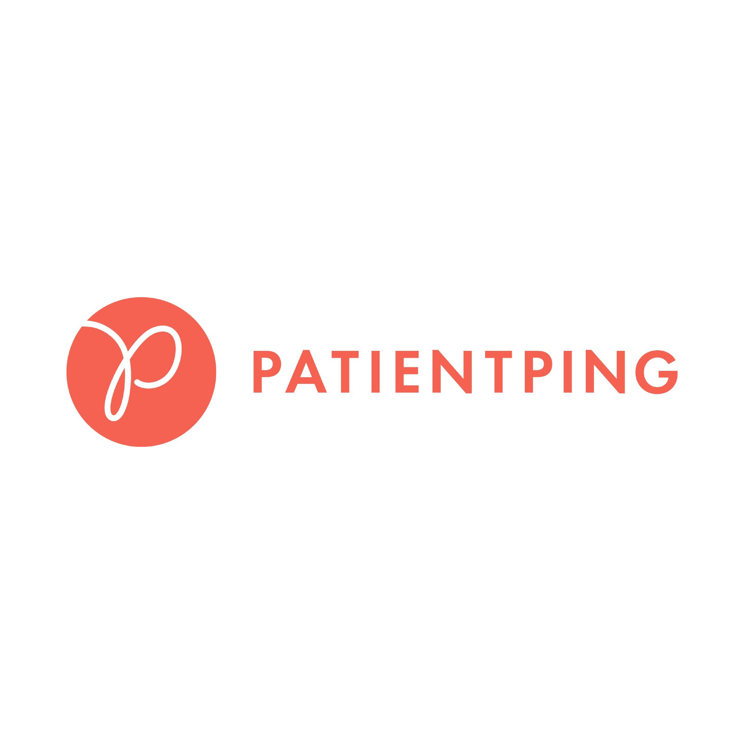 The logo of Patientping featuring a stylized lowercase 'p' inside a red circle and the word 'PATIENTPING' in red uppercase letters.