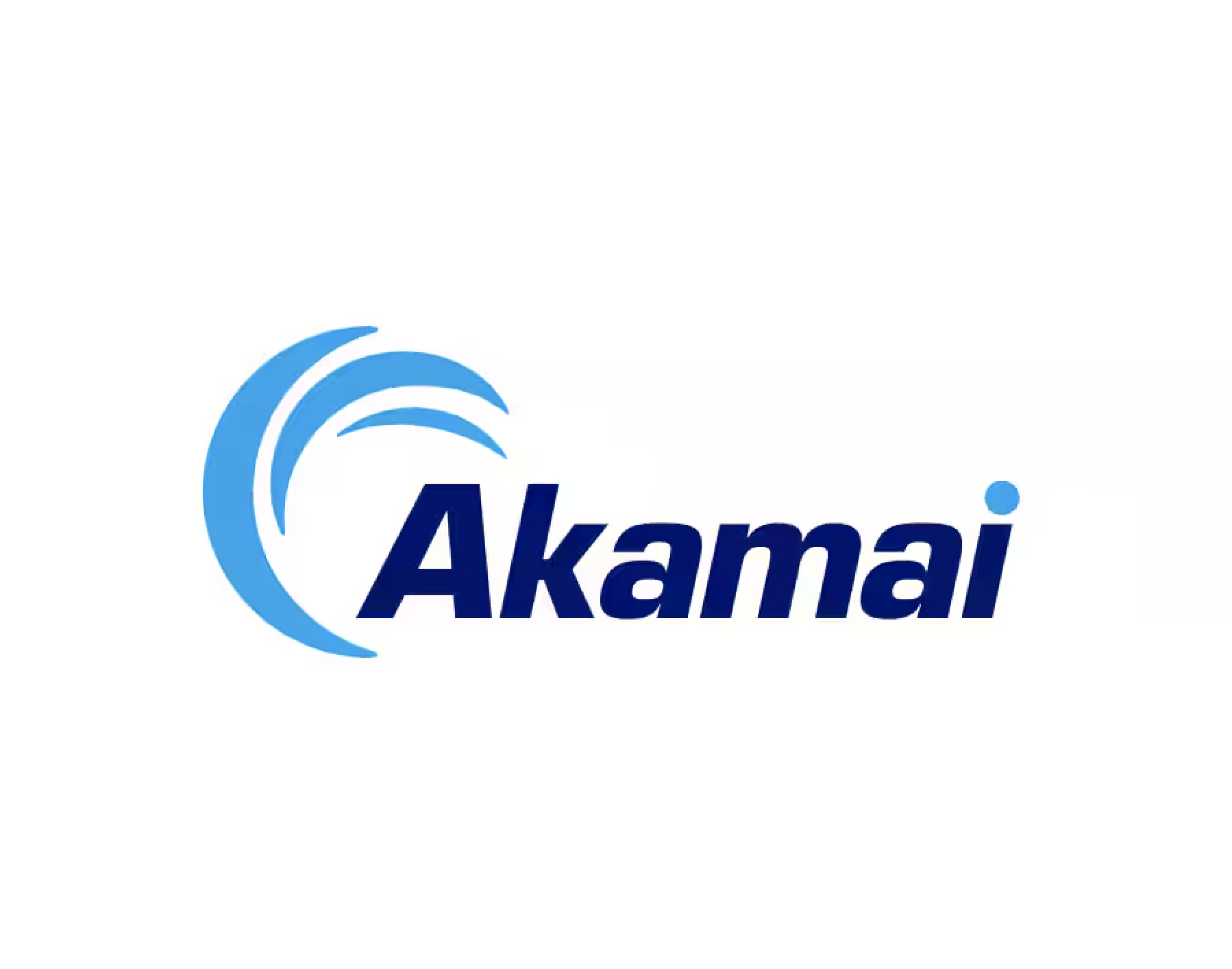 The Akamai company logo featuring a blue wave symbol and the company's name in bold navy blue letters.