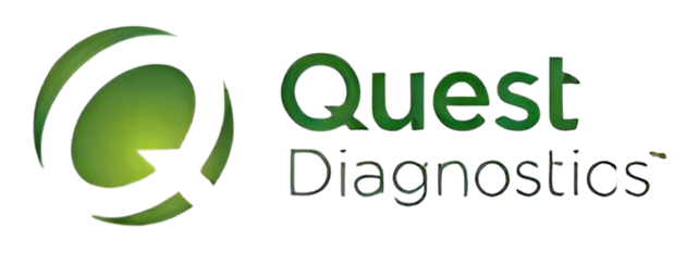 Logo for Quest Diagnostics featuring a green circular design and the company name in green and black text.