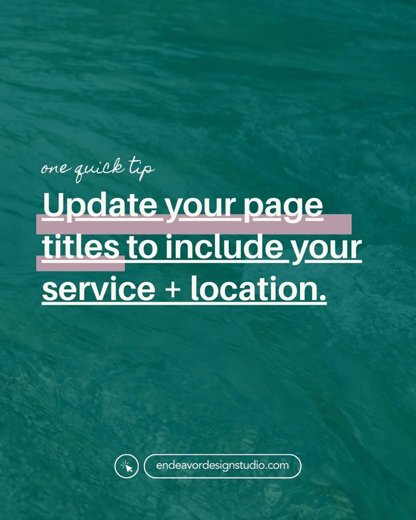 One quick SEO win you can do today:

Update your page titles to include your service + location.

Instead of something like:
&ldquo;Home&rdquo; or &ldquo;Services&rdquo;

Try:
&ldquo;Calgary Wedding Photographer&rdquo;
&ldquo;Physiotherapy in Edmonto