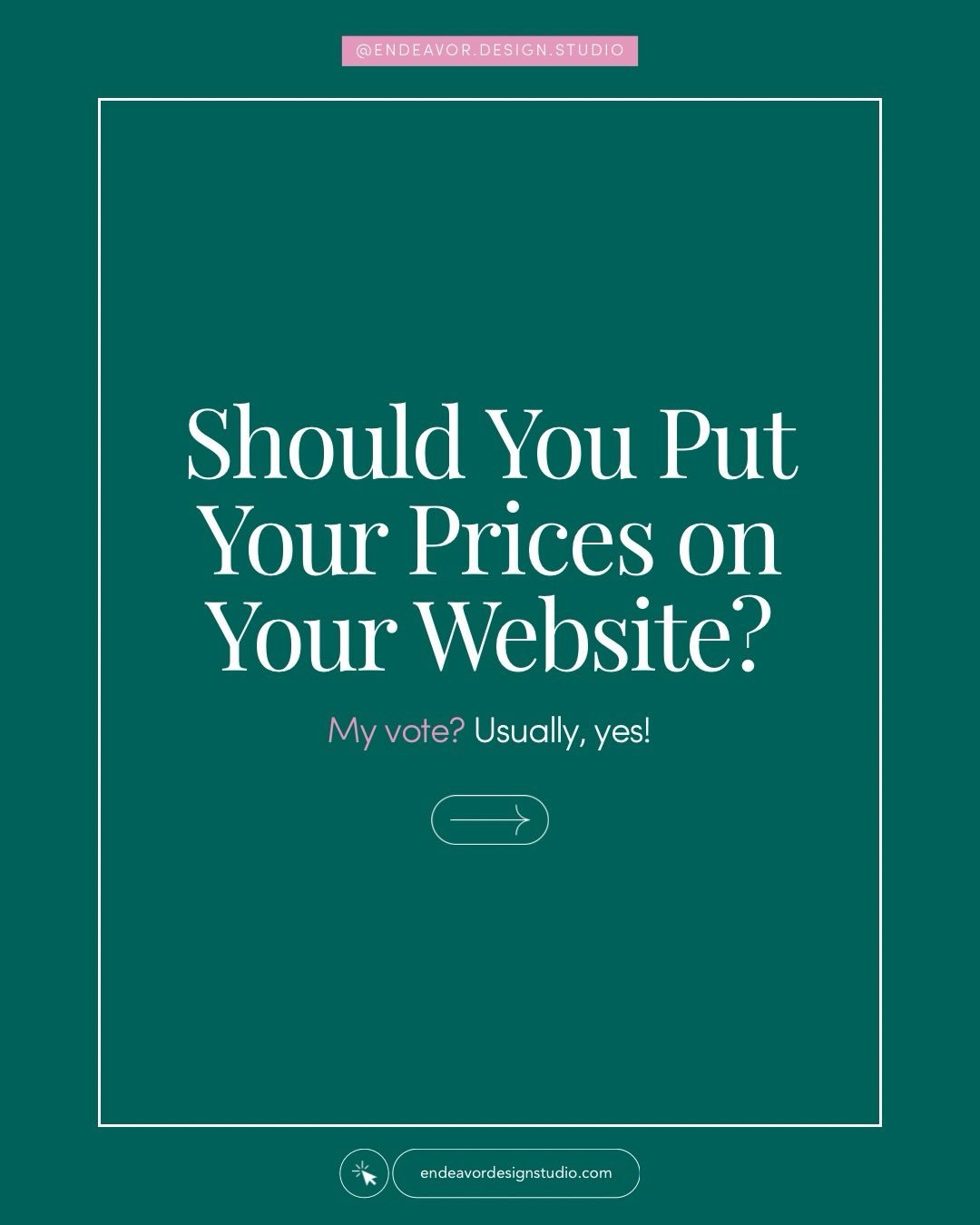 Should you put your prices on your website?

For most service businesses, my answer is yes&mdash;or at least give people a starting point. 🙋&zwj;♀️

You don&rsquo;t necessarily need a giant pricing table with every possible scenario.

Sometimes:

&l