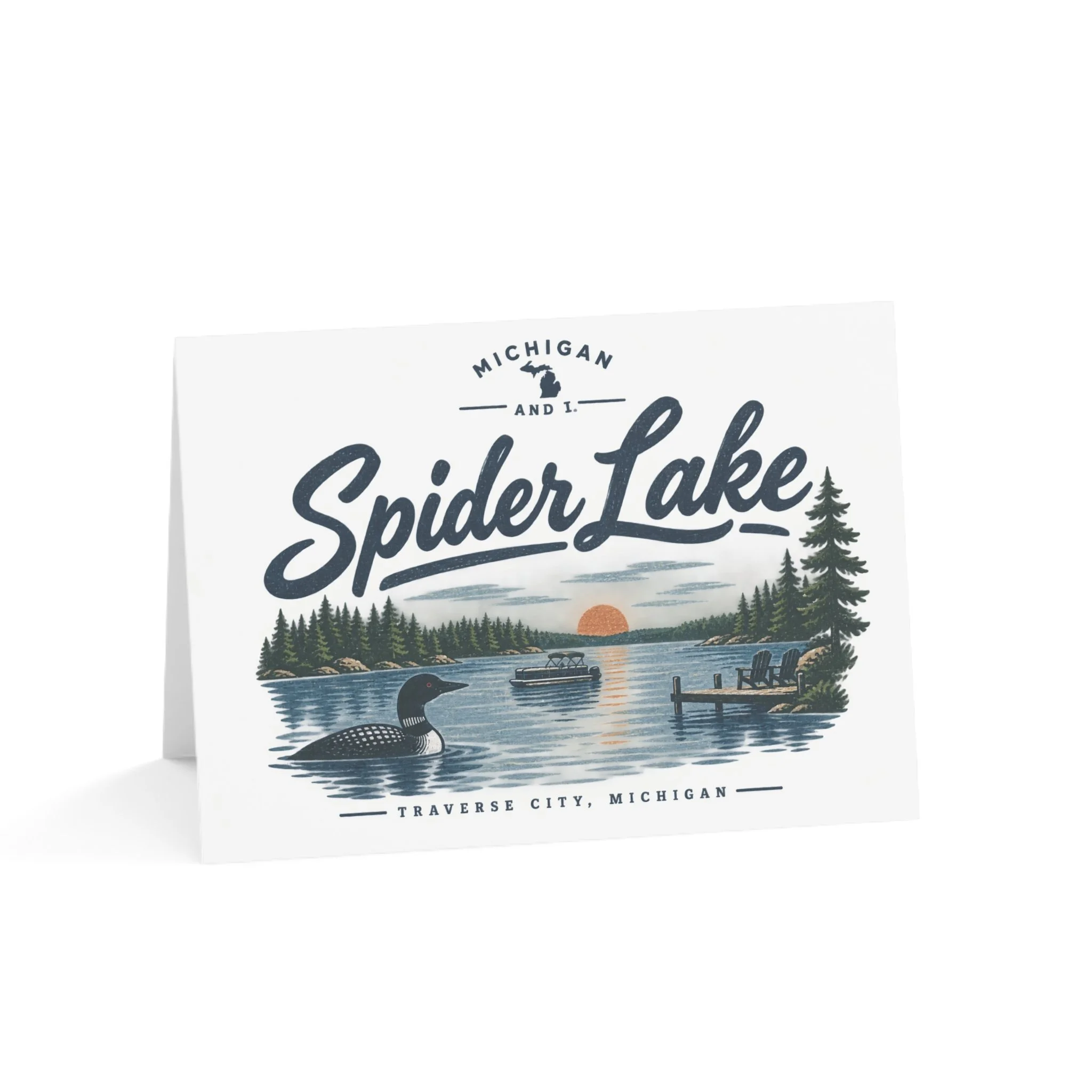 Spider Lake Greeting Card – Scenic Sunset (1/10/30/50 pcs)