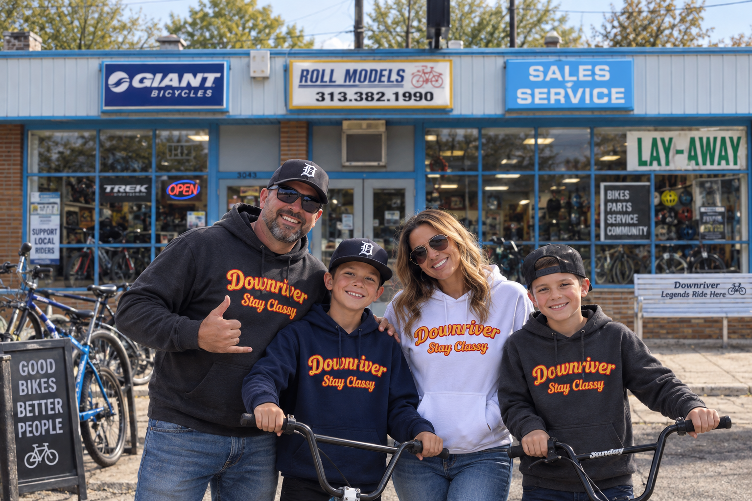 Downriver Stay Classy Hoodie — Retro Script Fleece Pullover for Locals & Visitors