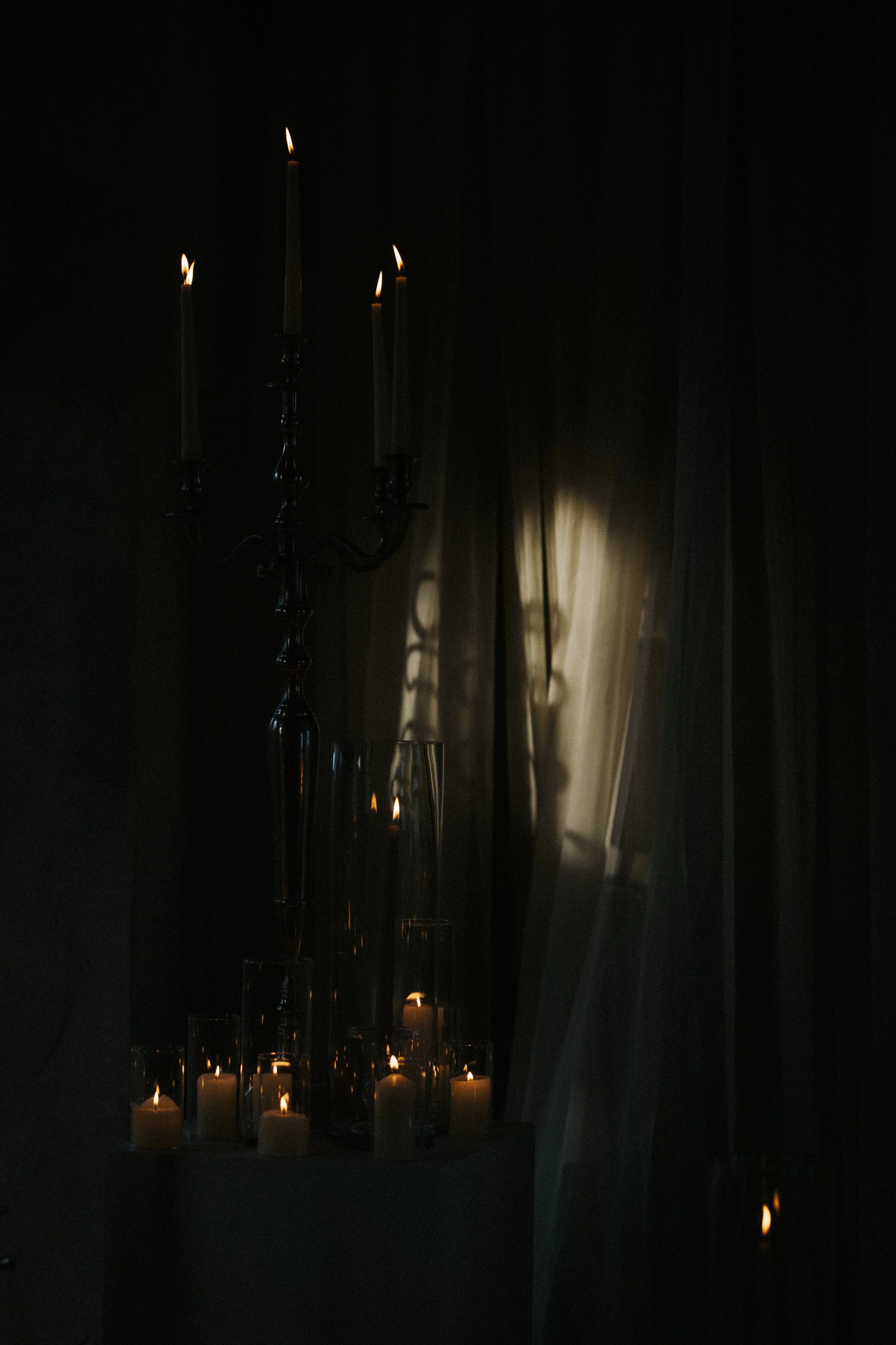 Lit candles and a large c