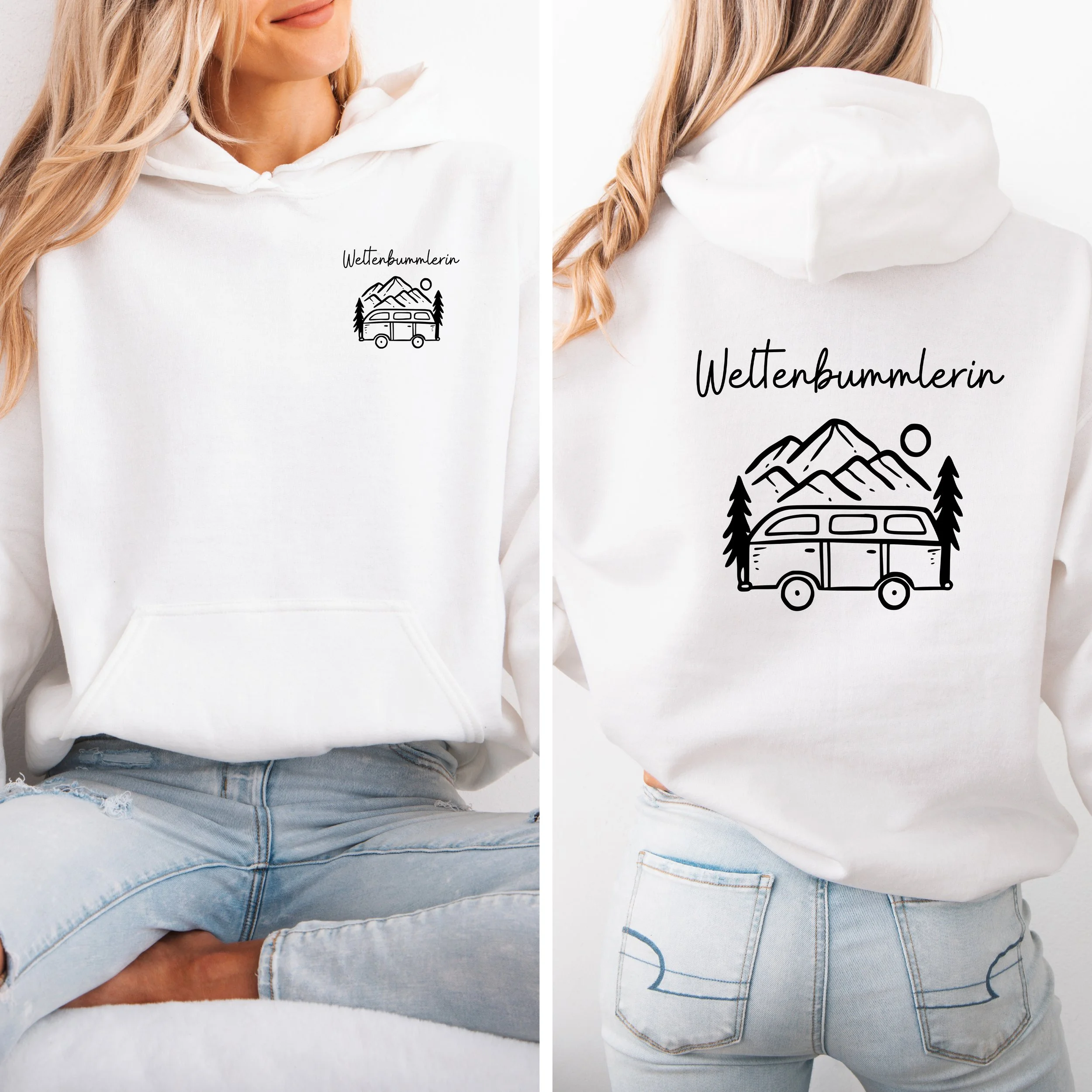 Bedruckter Hoodie "Weltenbummlerin"