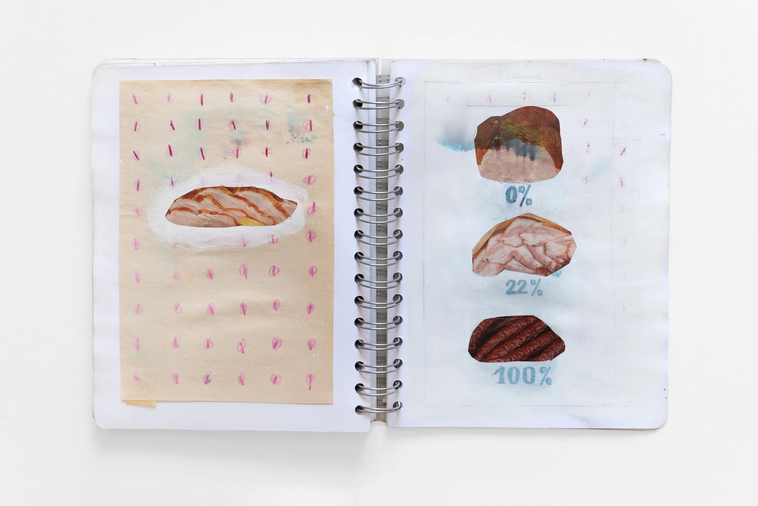 collage and painting sketchbook for painting series Menu made by Vivid Crimes