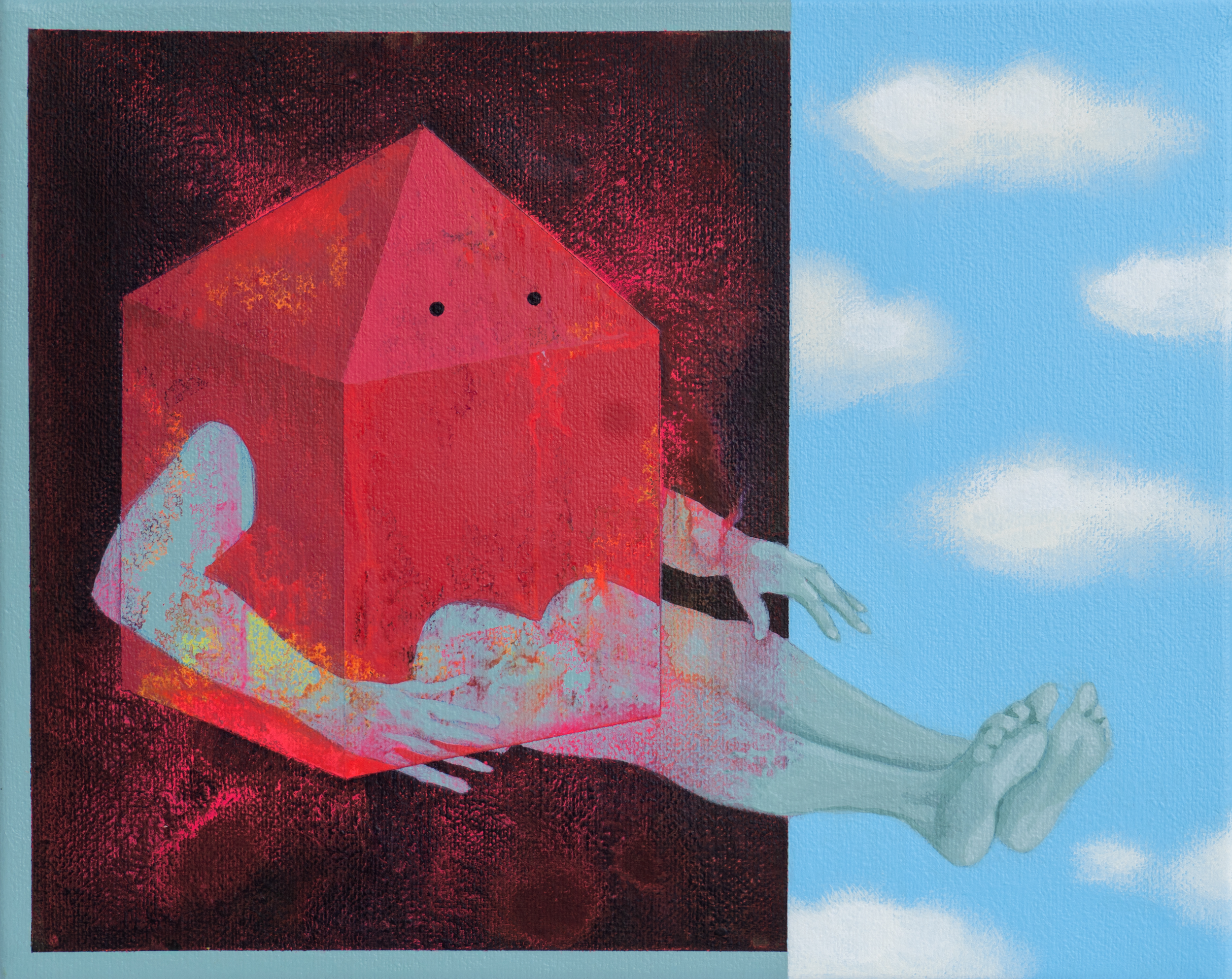 acrylic painting on cotton by Vivid Crimes, titled Reducing Valve from painting series Shards of Sense