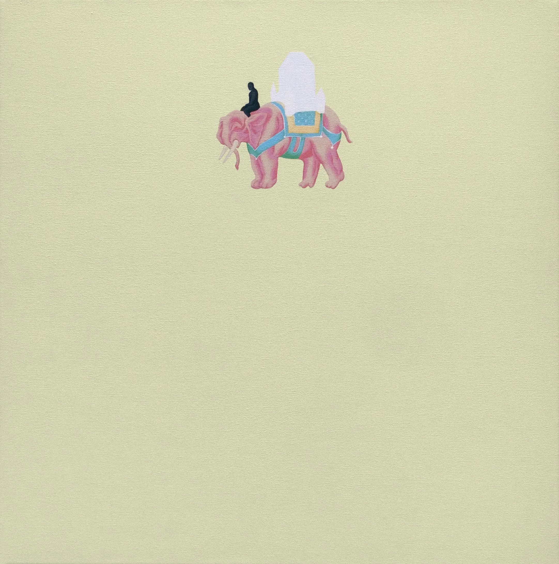 acrylic painting on cotton by Vivid Crimes, titled Riding the Elephant from painting series Fairy Tales