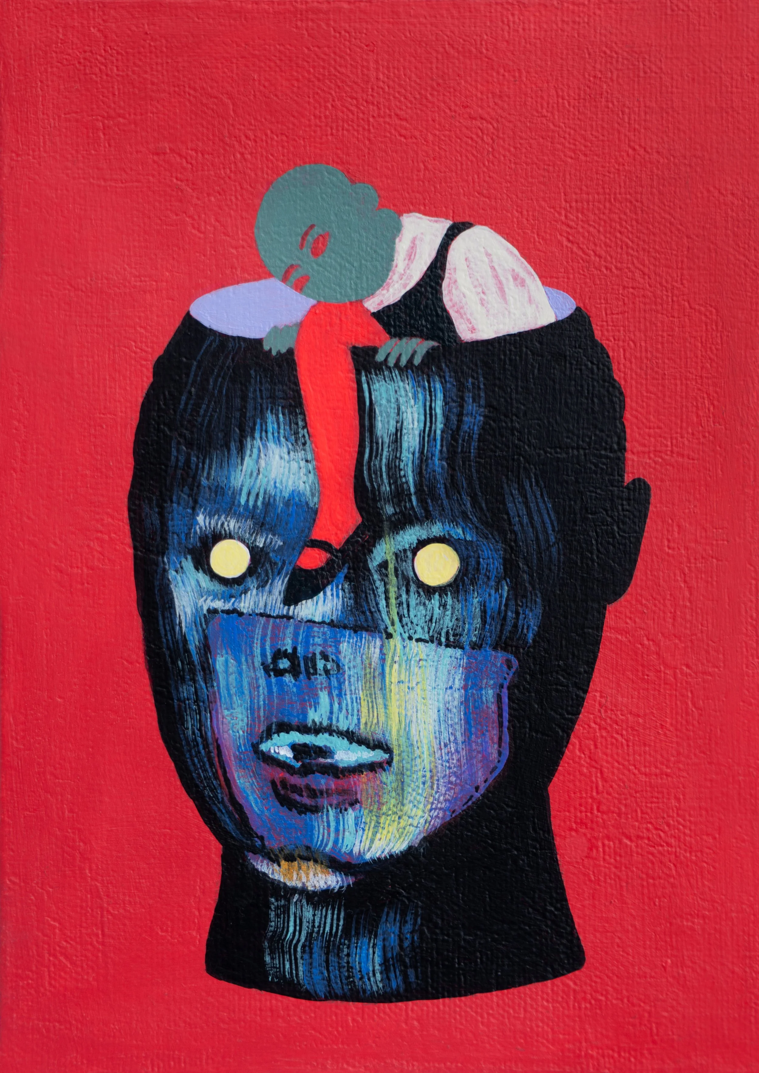 acrylic painting on cotton by Vivid Crimes, titled Default Mode Network from painting series Shards of Sense