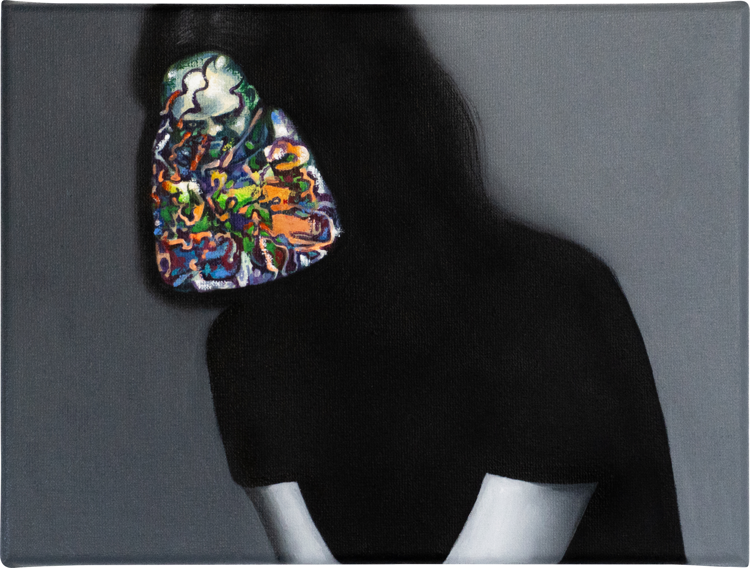 acrylic painting on cotton by Vivid Crimes, titled An Echo I can't Place from Hybrid Identities