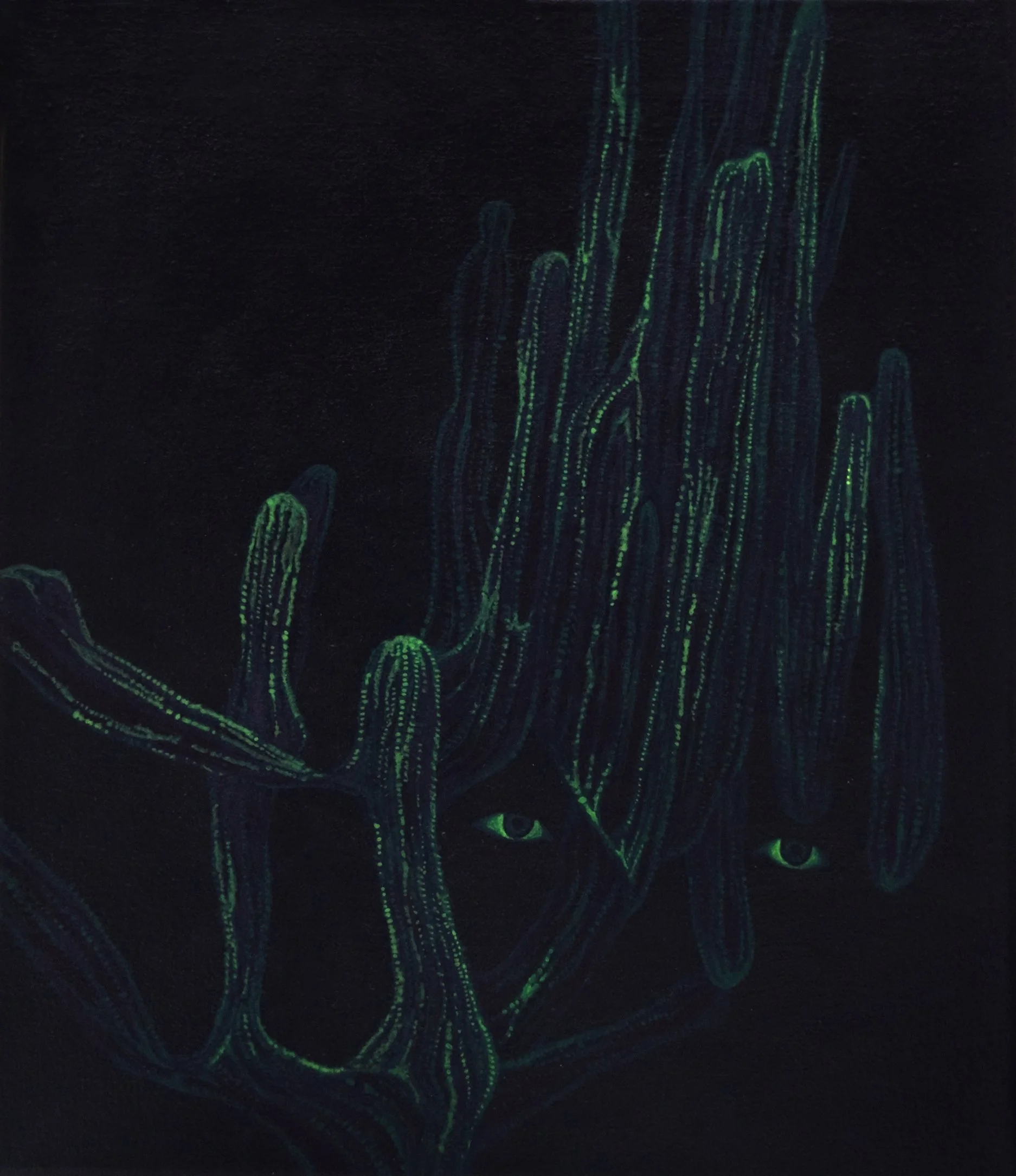 acrylic painting on cotton by Vivid Crimes, titled Ghillie Suit from painting series Military Compound