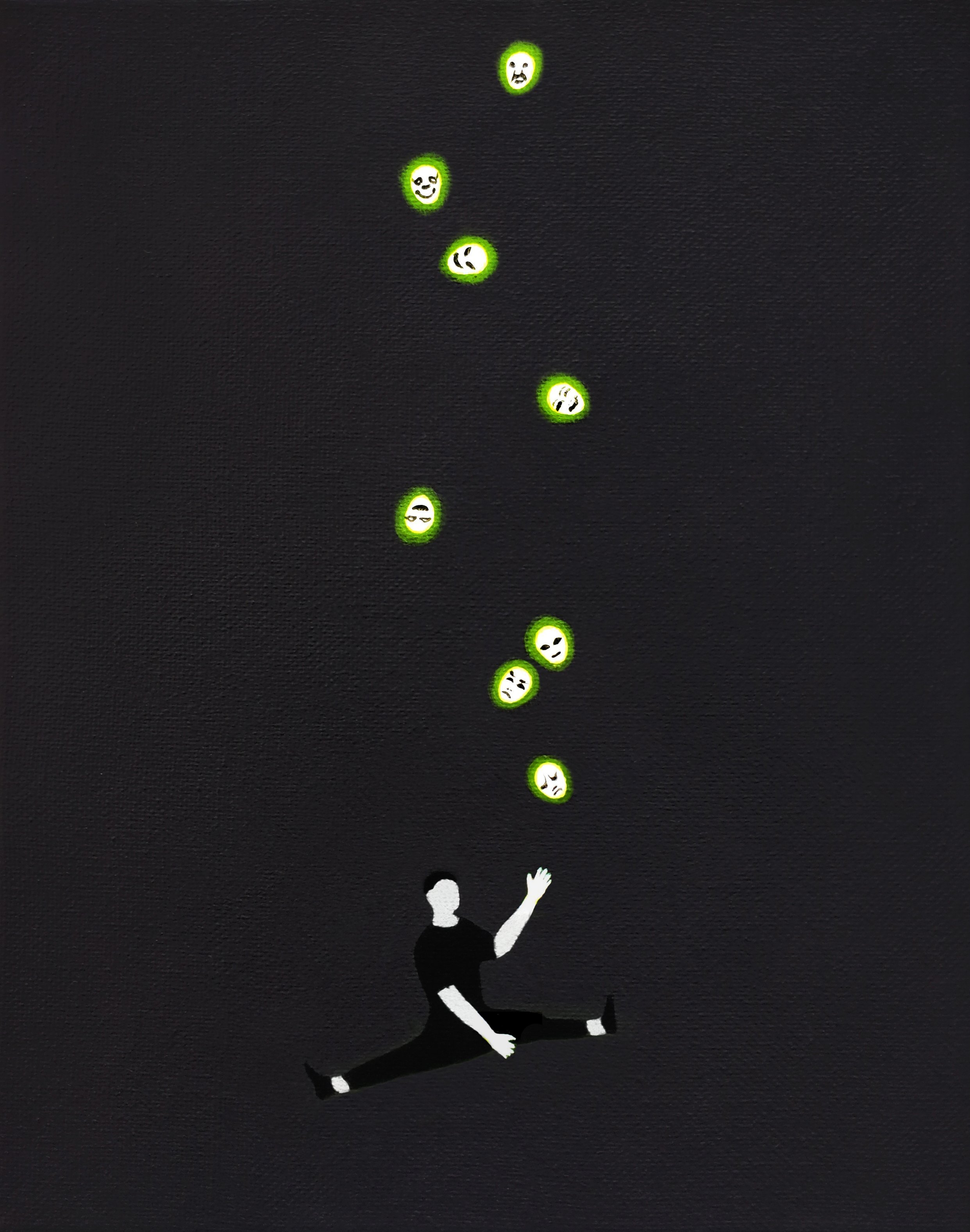 acrylic painting on cotton by Vivid Crimes, titled Sleights from painting series Nocturnal Tales