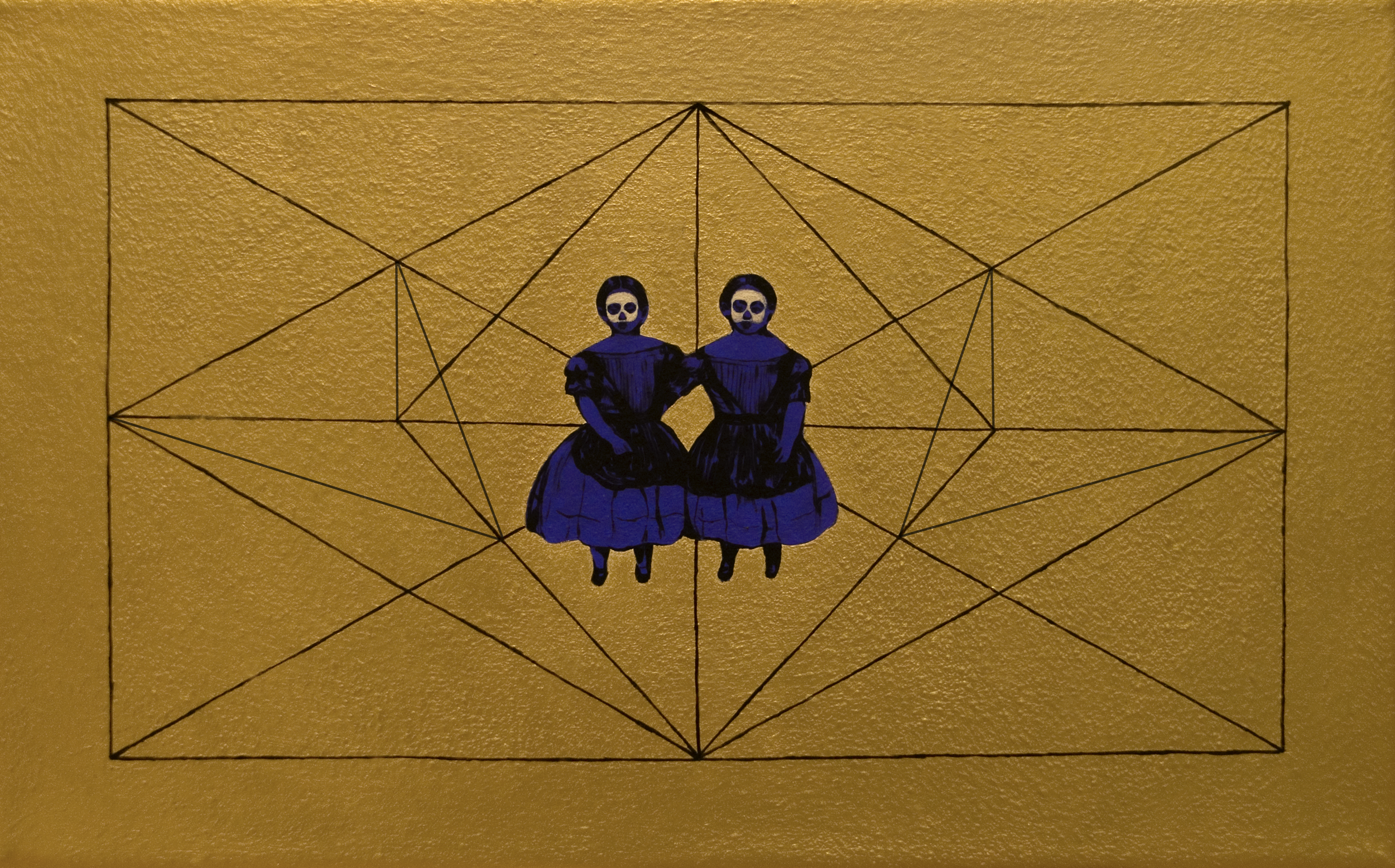 acrylic painting on cotton by Vivid Crimes, titled Condemned Twins from painting series Fairy Tales