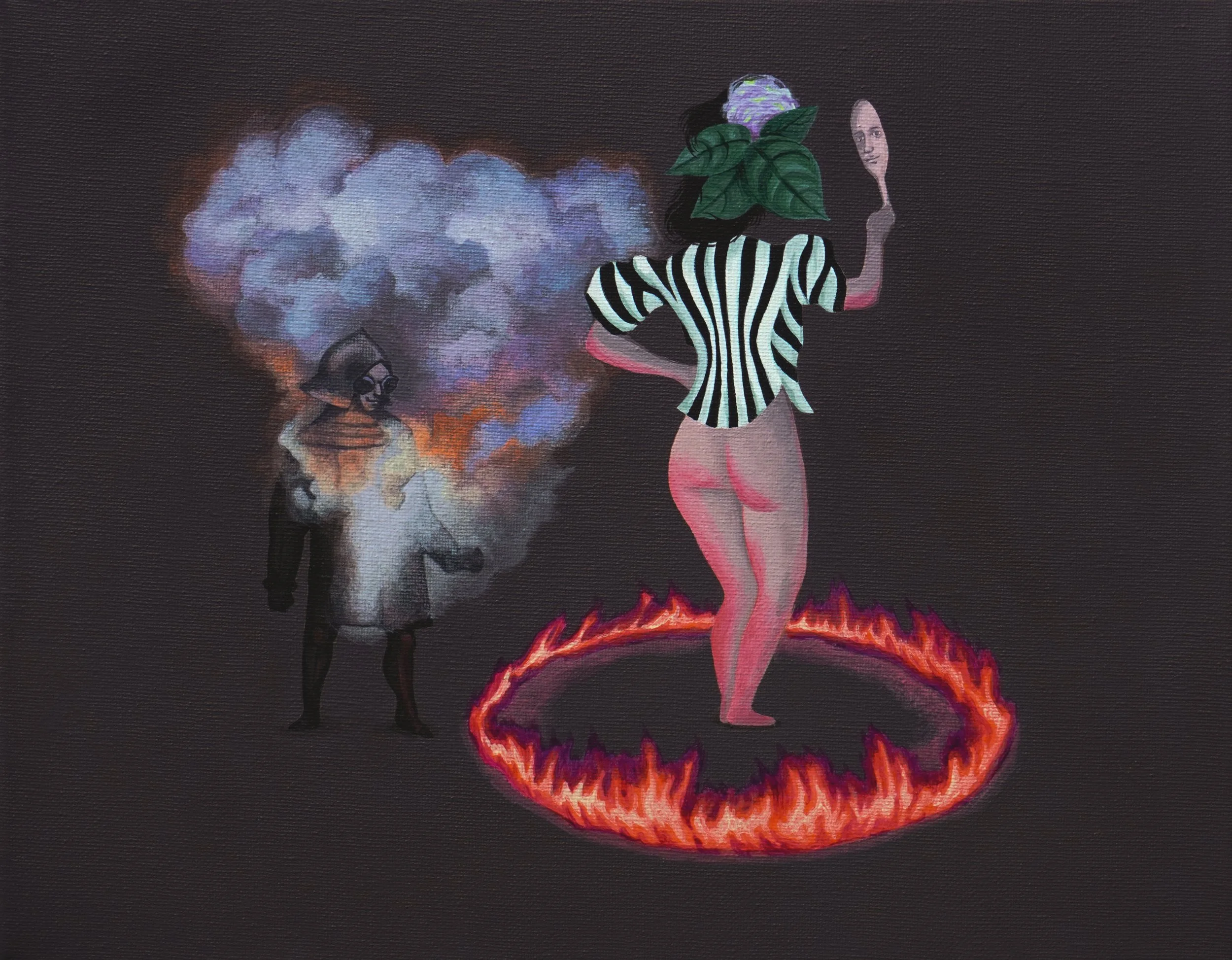 acrylic painting on cotton by Vivid Crimes, titled Hot Portal from painting series Nocturnal Tales