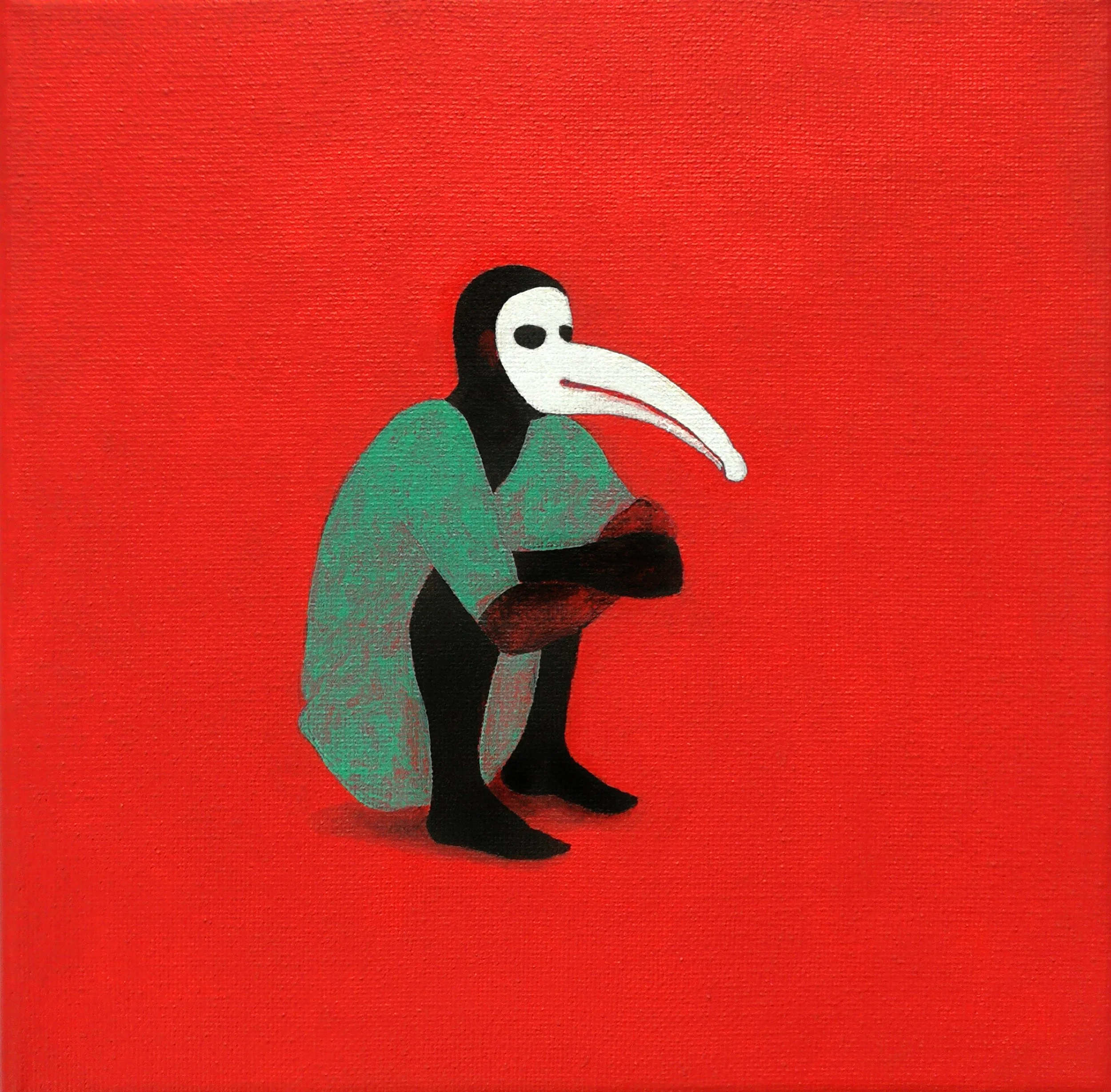 acrylic painting on cotton by Vivid Crimes, titled Lots of Time to Think from painting series Nocturnal Tales