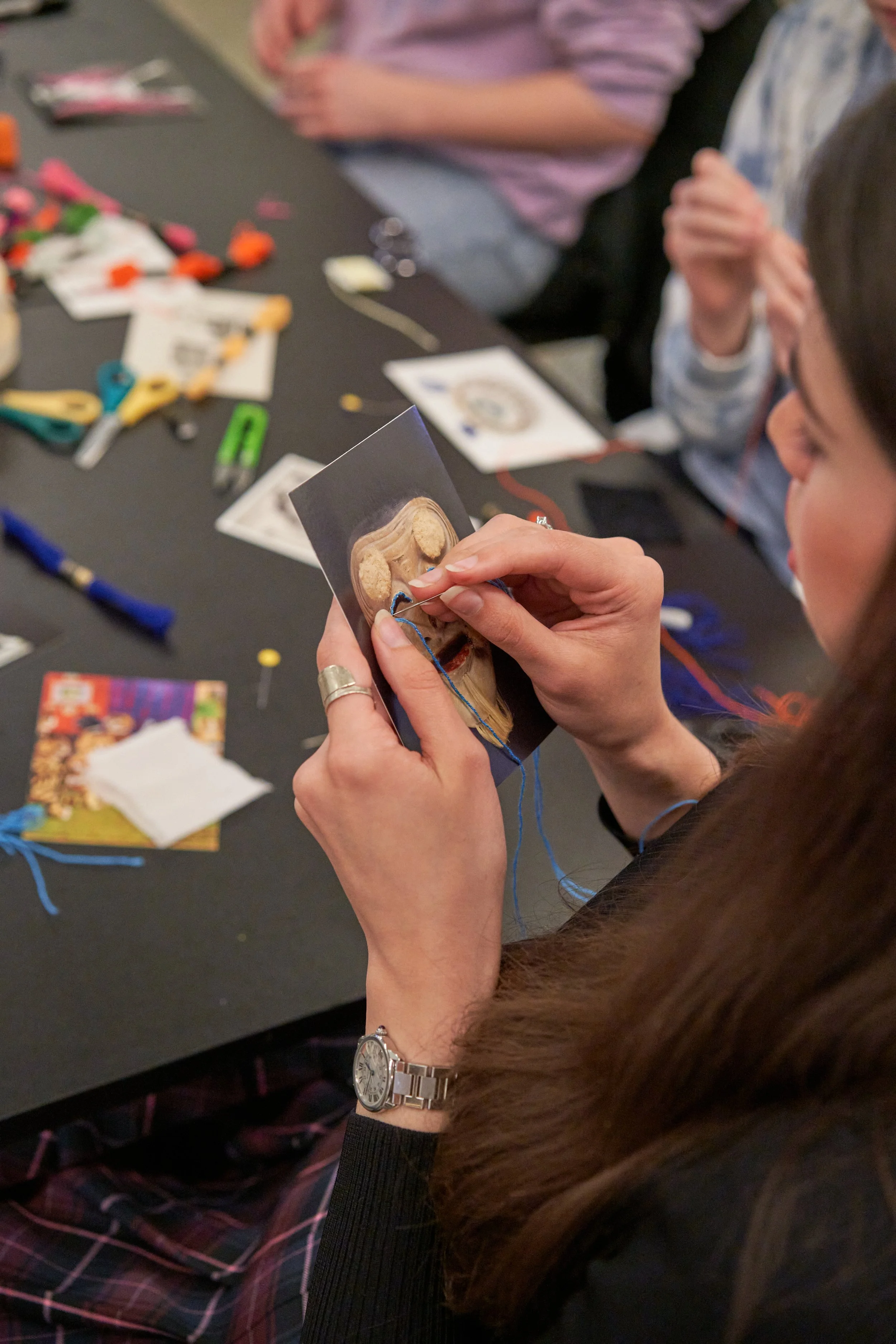 V&A Museum postcard embroidery workshop