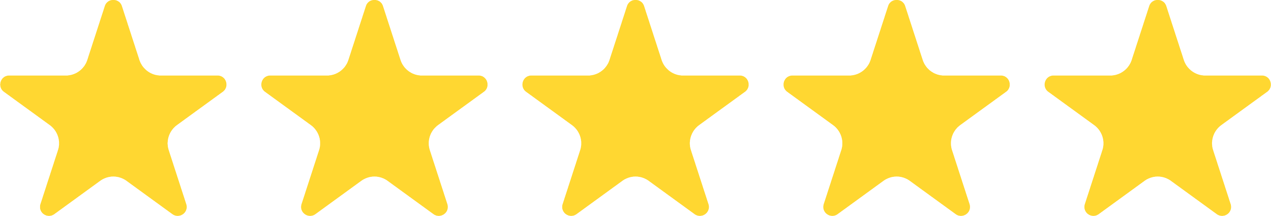 Cinq étoiles jaunes alignées horizontalement sur un fond transparent.