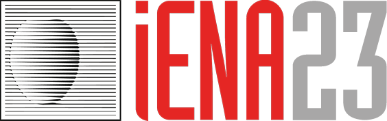 Das Logo der Erfinder- und Innovationsmesse IENA, bestehend aus einem stilisierten Ei und dem Schriftzug in rot und grau.