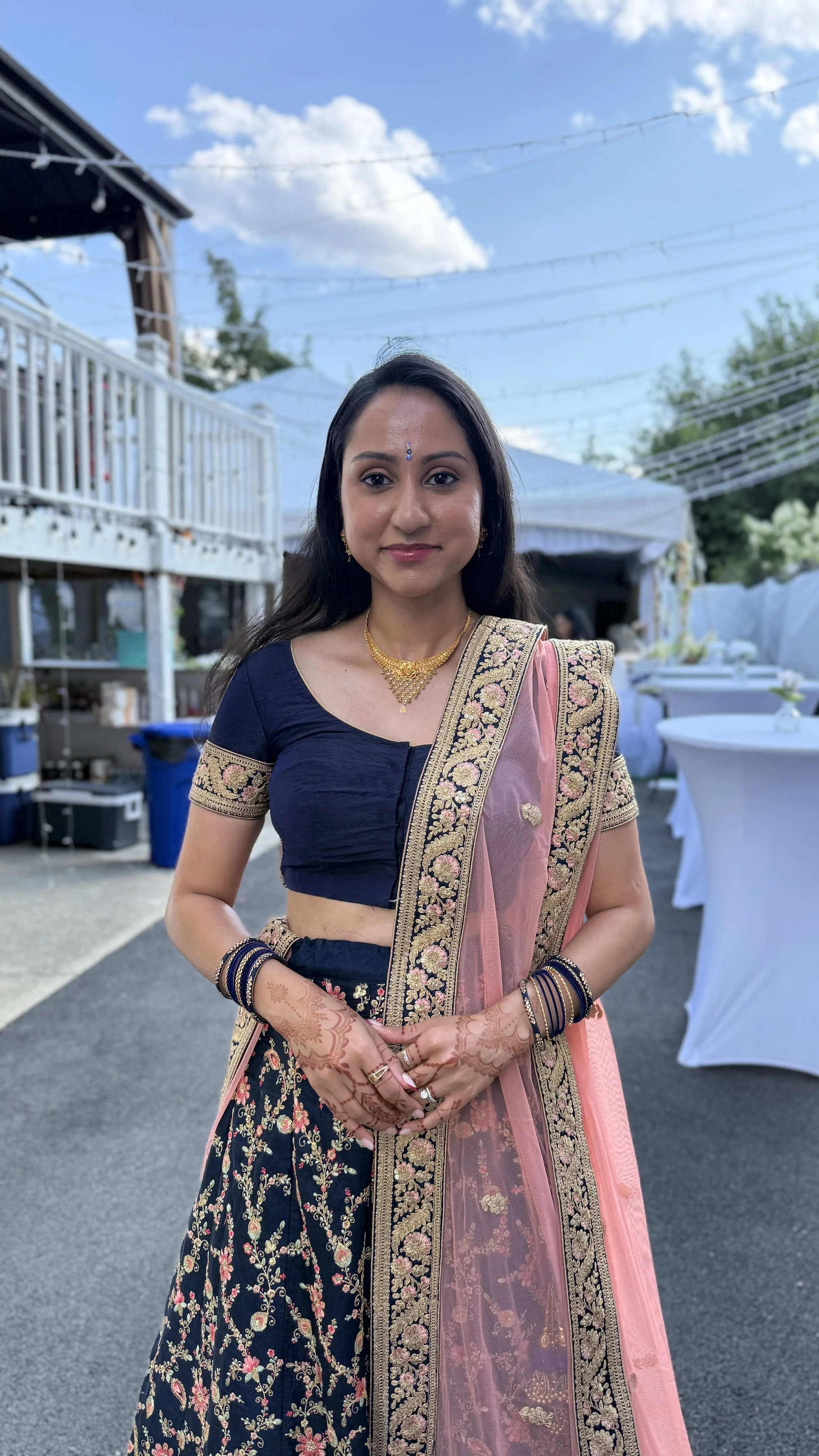 Shruthi a South Asian anxiety therapist NYC dressed up in a length