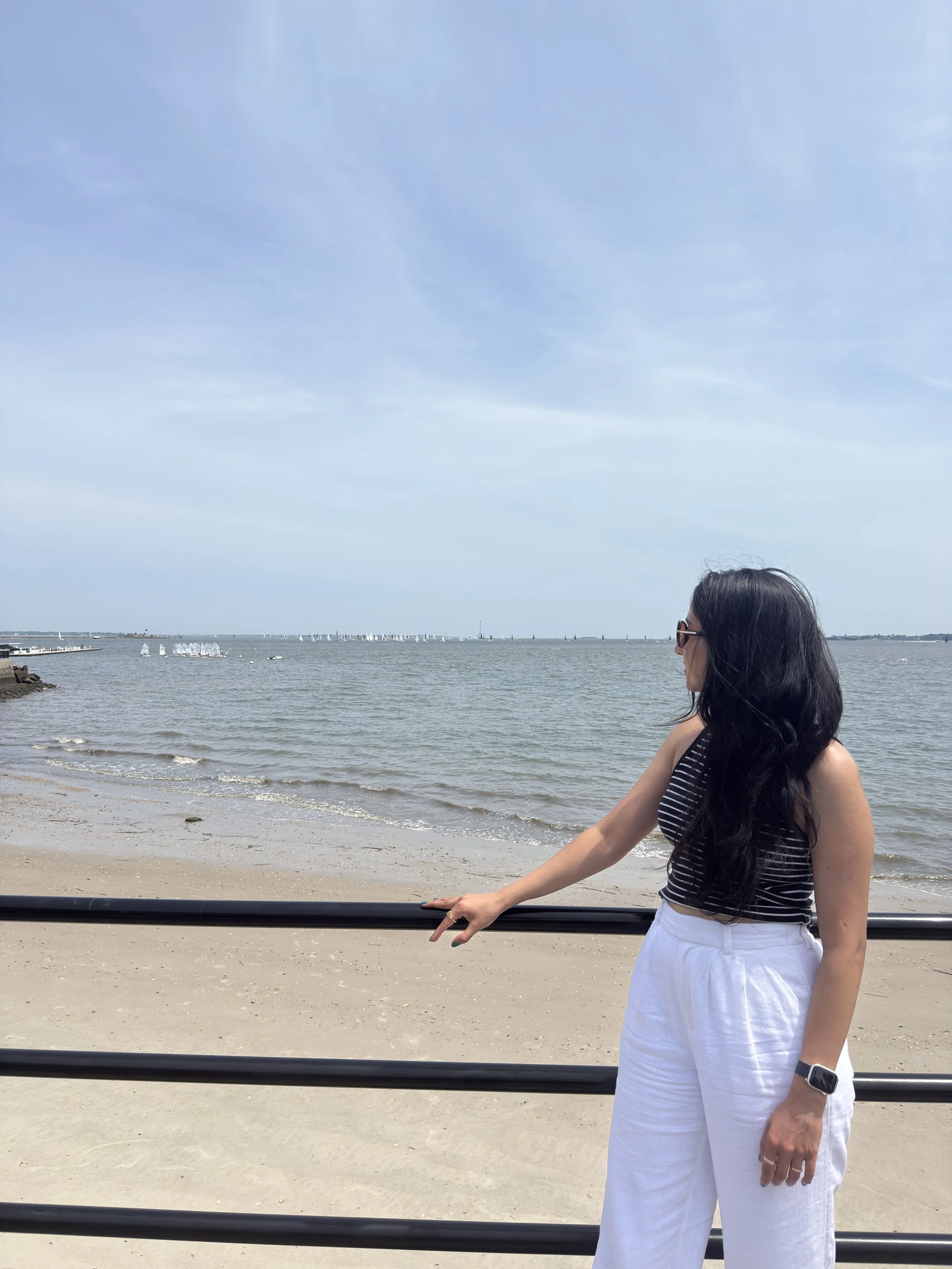 Shruthi a south asian anxiety therapist in NYC at the beach