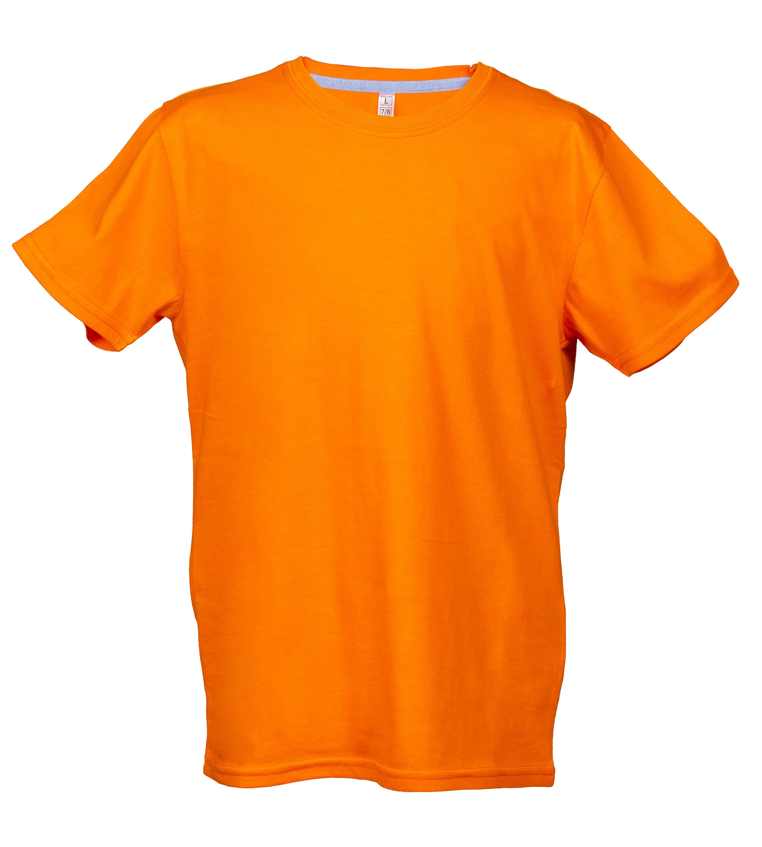 Plain orange T-shirt on a white background.