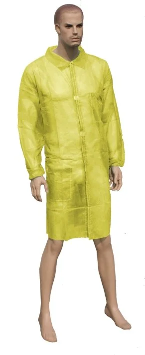 Camice monouso laboratorio giallo elastico polsi