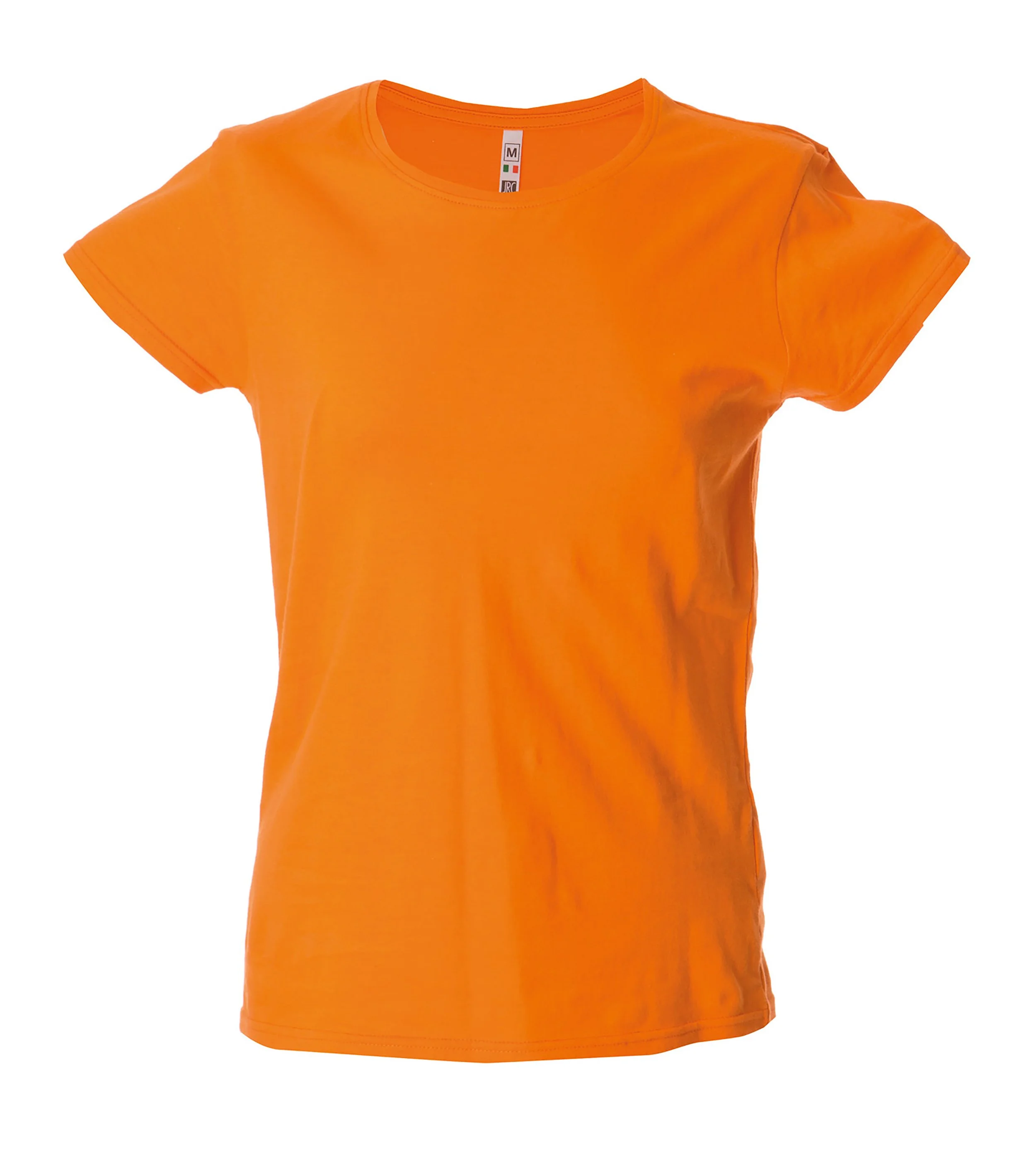 Orange short-sleeve T-shirt on a plain white background.