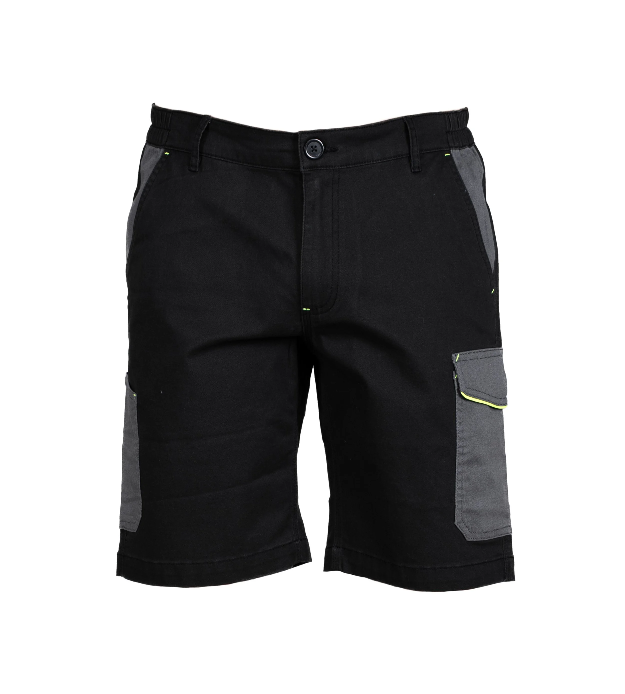 Black short-sleeve t-shirt on a plain background.