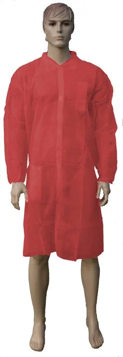 Camice monouso laboratorio rosso elastico polsi