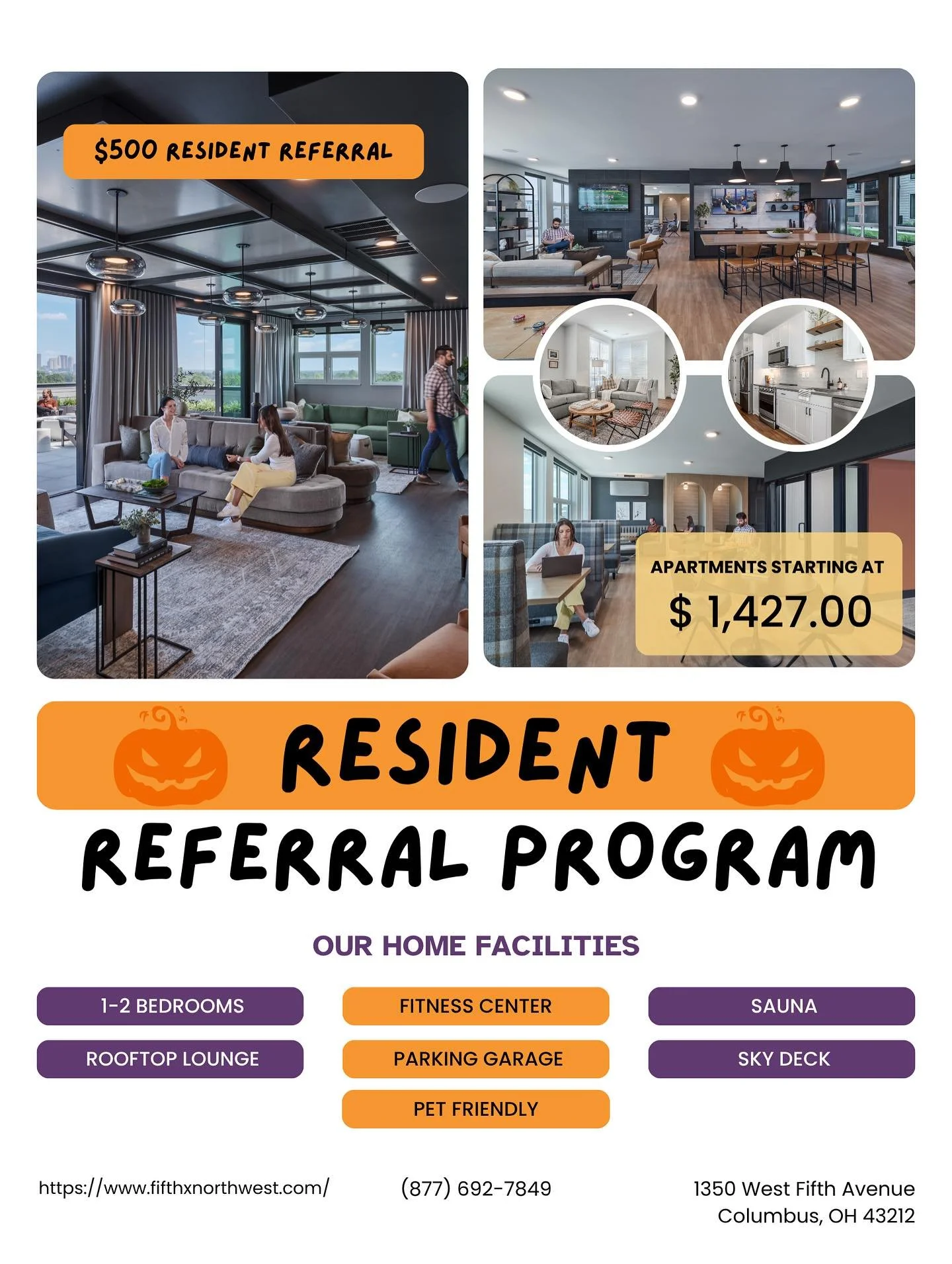 👻 No tricks, just treats! Refer a friend to our community this Halloween season and snag $500 when they move in! 🕸️ Who says spooky season can&rsquo;t be rewarding? 🎃 #residentreferral #spookysavings #apartmentsforrent #614living #grandview #colum