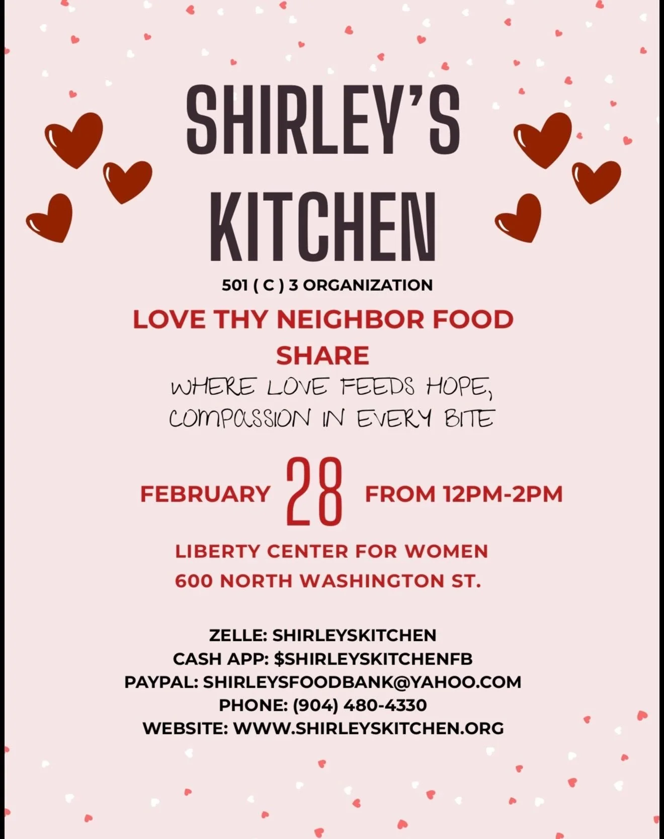 Candy, hand sanitizers, hygiene products, canned goods and other non perishables needed. 

The Liberty Center provides safe &amp; affordable housing for homeless women. Help us to show the love during love month.