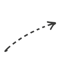A black arrow curved upward with a dashed line, pointing to the right.