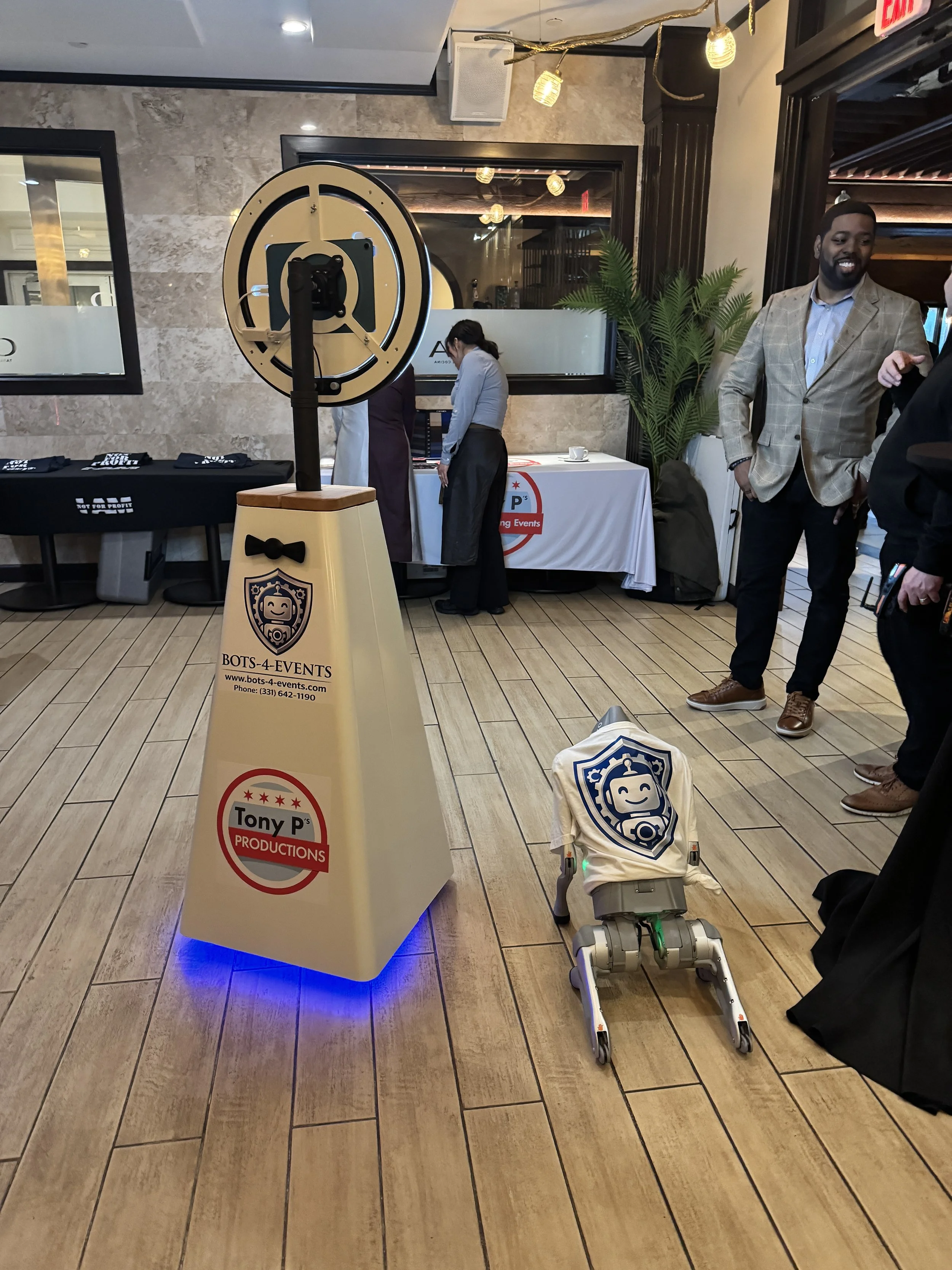 Robodog and SelfieBot at a marketing event. 