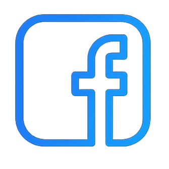 Facebook logo with a stylized blue square and lowercase 'f'.