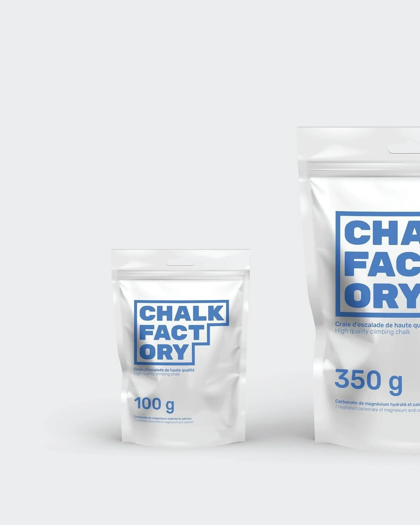 Nouveaux sachets de magnésie Chalk Factory 100 g et 350 g / New Chalk Factory 100 g and 350 g chalk bags, best chalk from Canada
